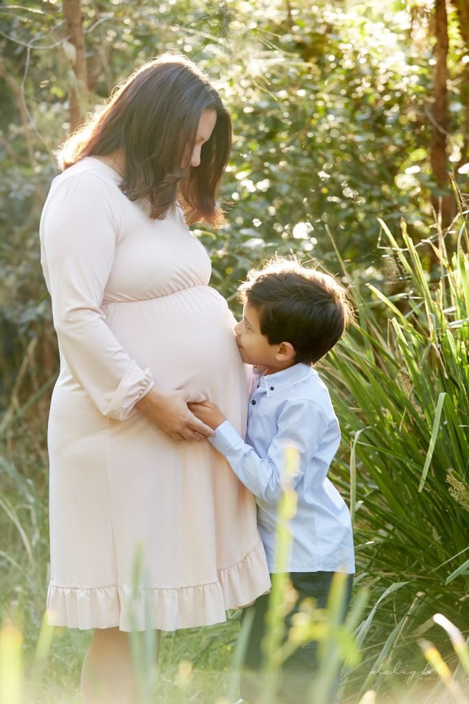 outdoor maternity photo mother and son