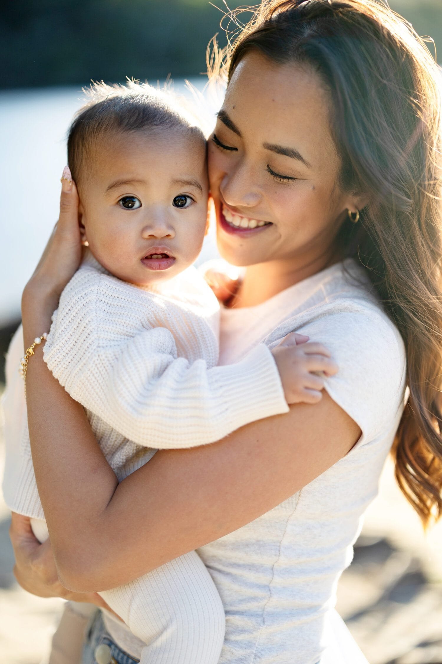outdoor Sutherland shire family portrait at sunset with mother and daughter